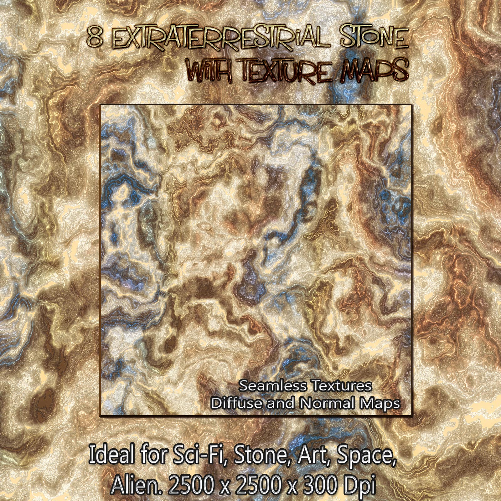 8 Seamless Extraterrestrial Stone Textures with Texture Maps: Diffuse and Normal by N/A