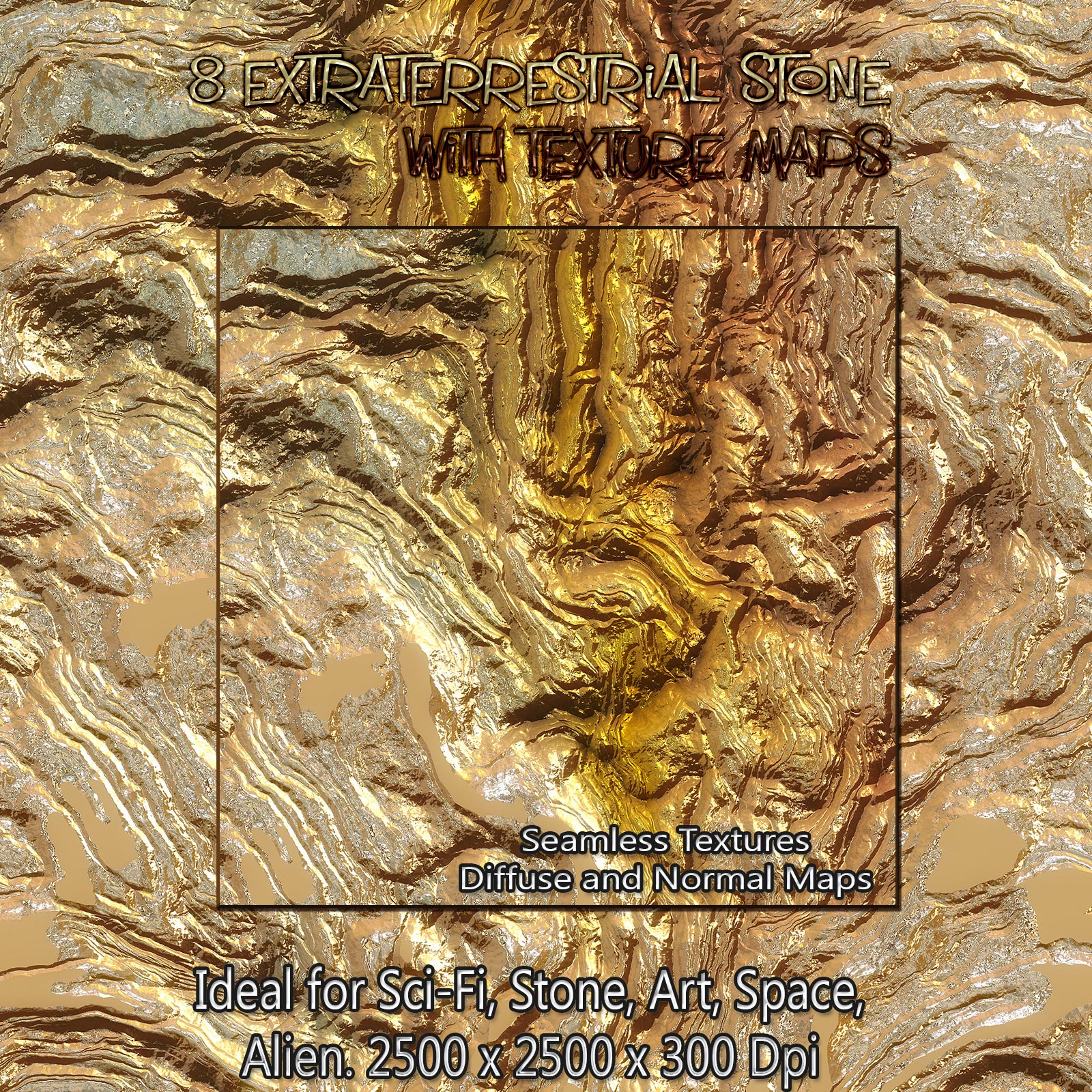 8 Seamless Extraterrestrial Stone Textures with Texture Maps: Diffuse and Normal by N/A