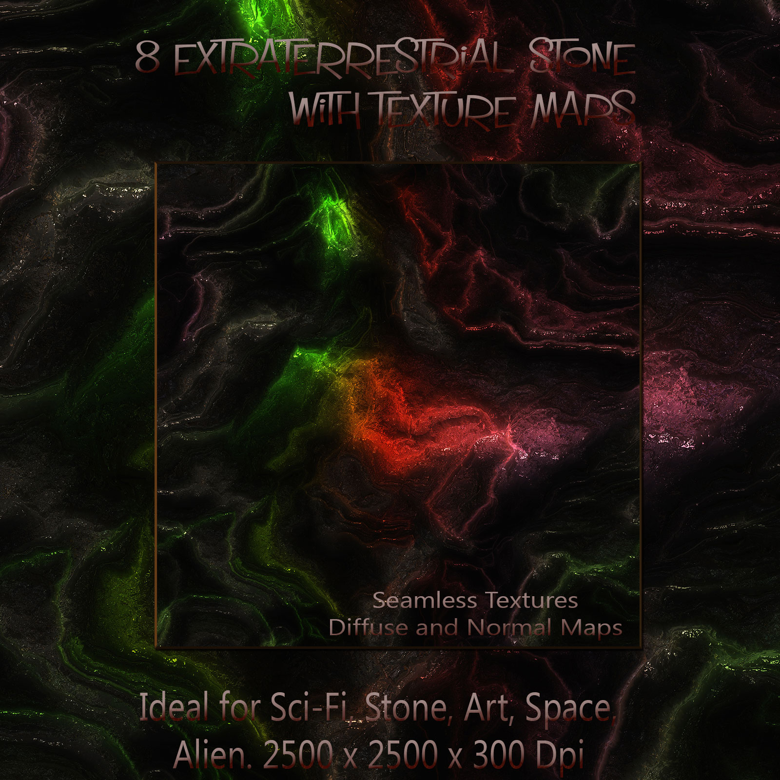 8 Seamless Extraterrestrial Stone Textures with Texture Maps: Diffuse and Normal by N/A