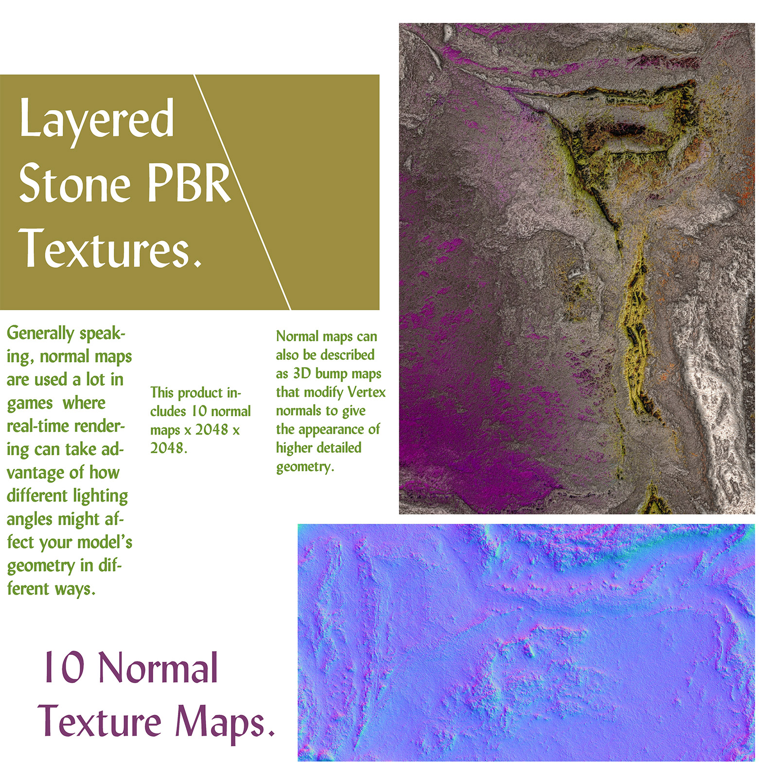 10 Seamless Layered Stone Texture with Maps by N/A