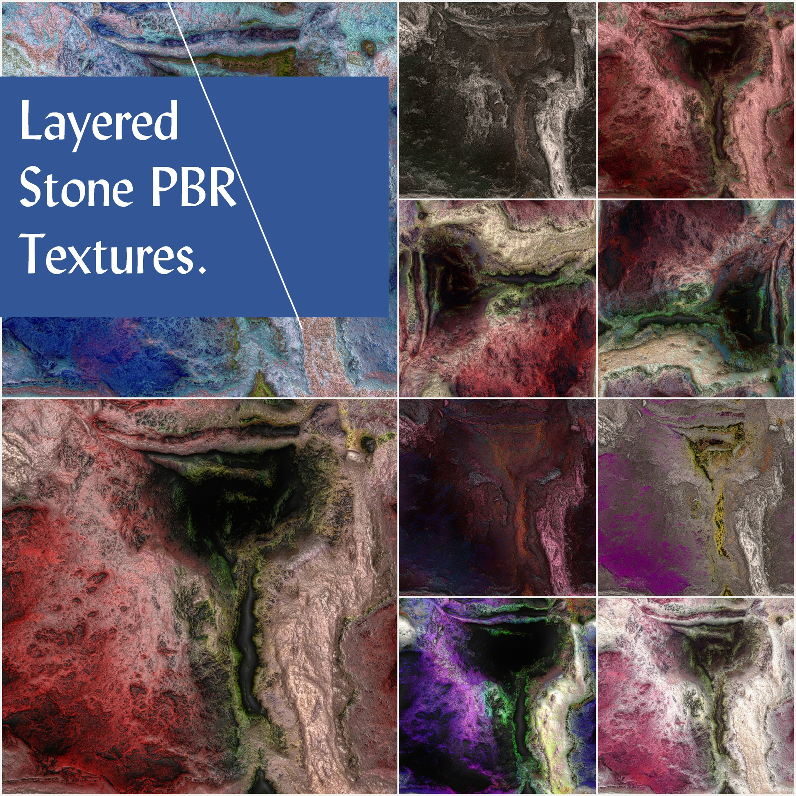 10 Seamless Layered Stone Texture with Maps by N/A