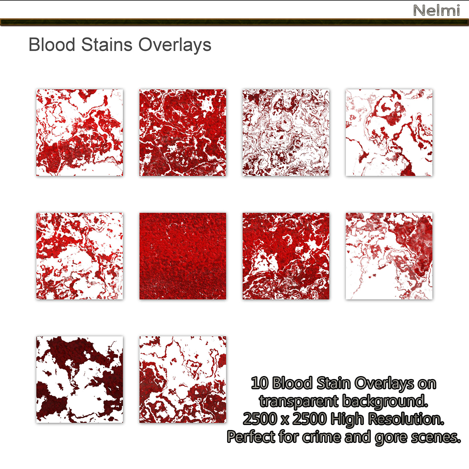 Merchant Resource: 10 Blood Stains on Transparent Background by N/A