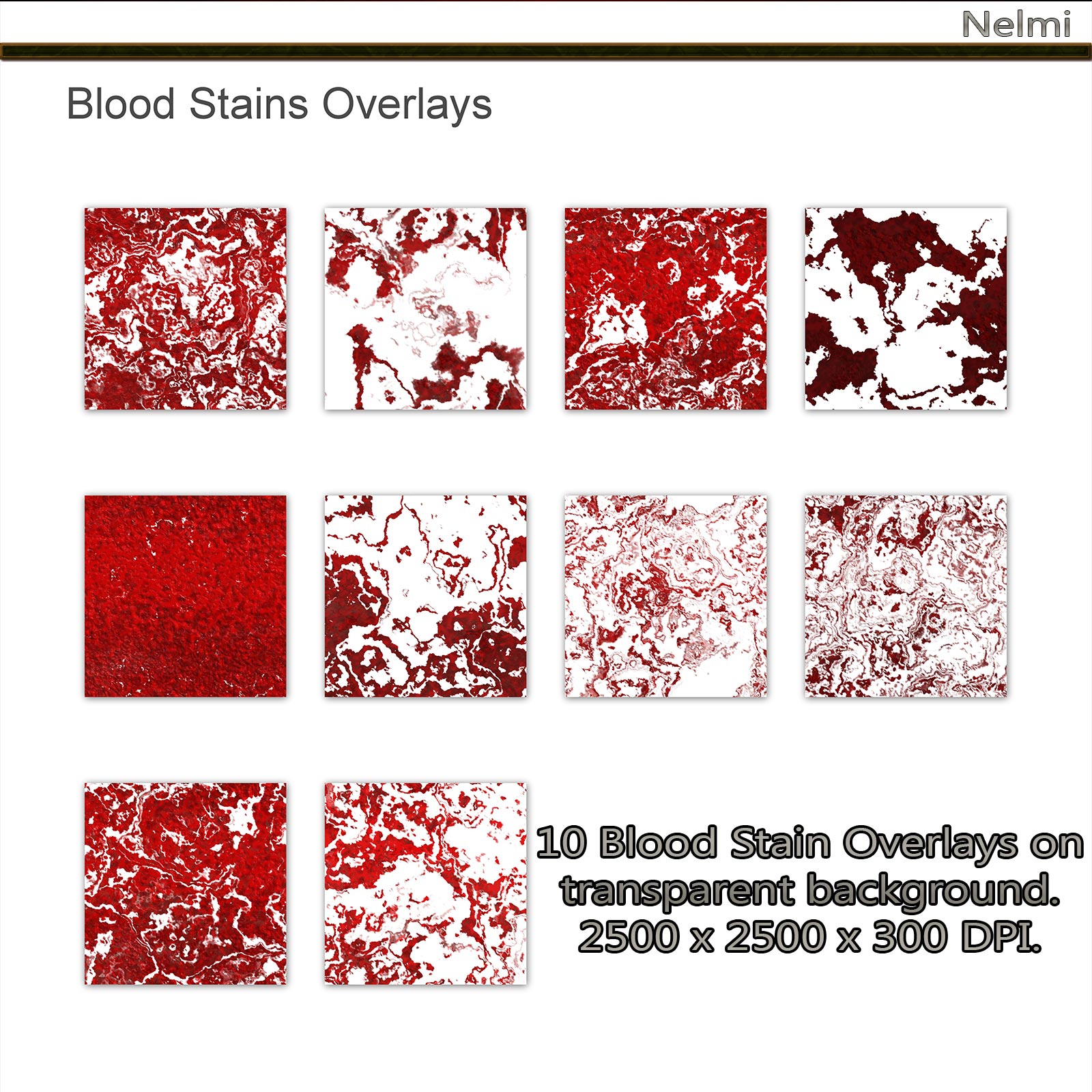 Merchant Resource: 10 Blood Stains on Transparent Background by N/A