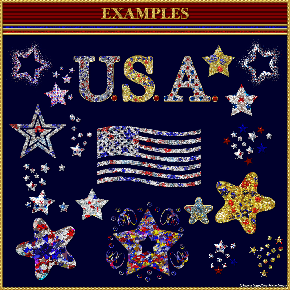 Patriotic Glitterized Seamless Textures by N/A