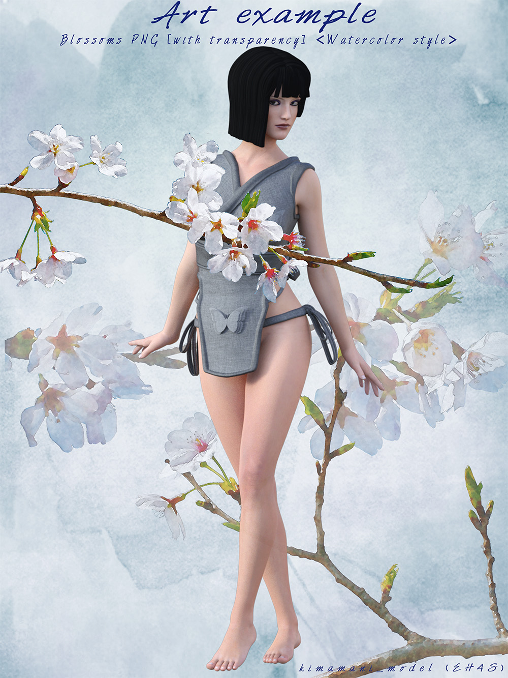 Watercolor Style Blossoms PNG with transparency by N/A