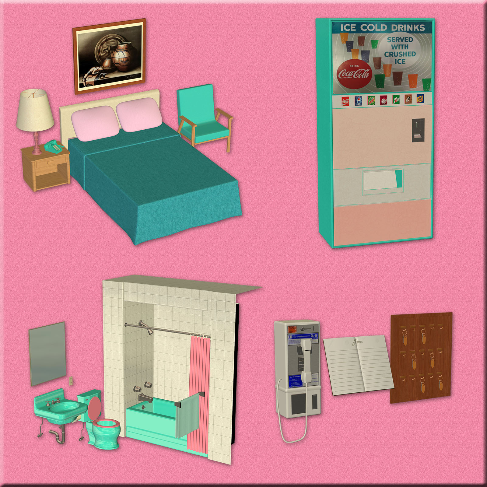 Retro-Motel Building Set by N/A