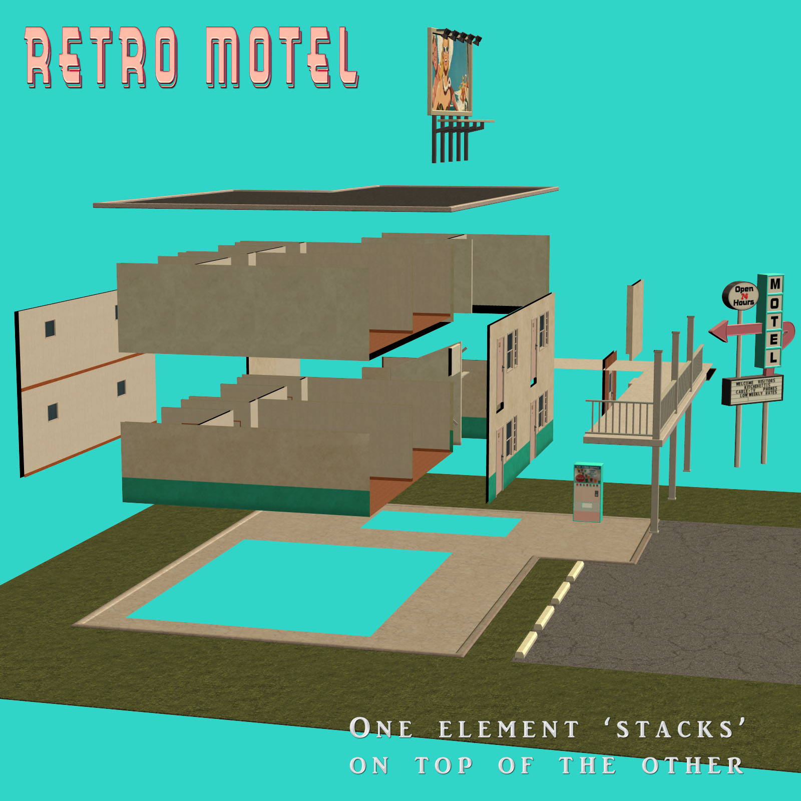Retro-Motel Building Set by N/A