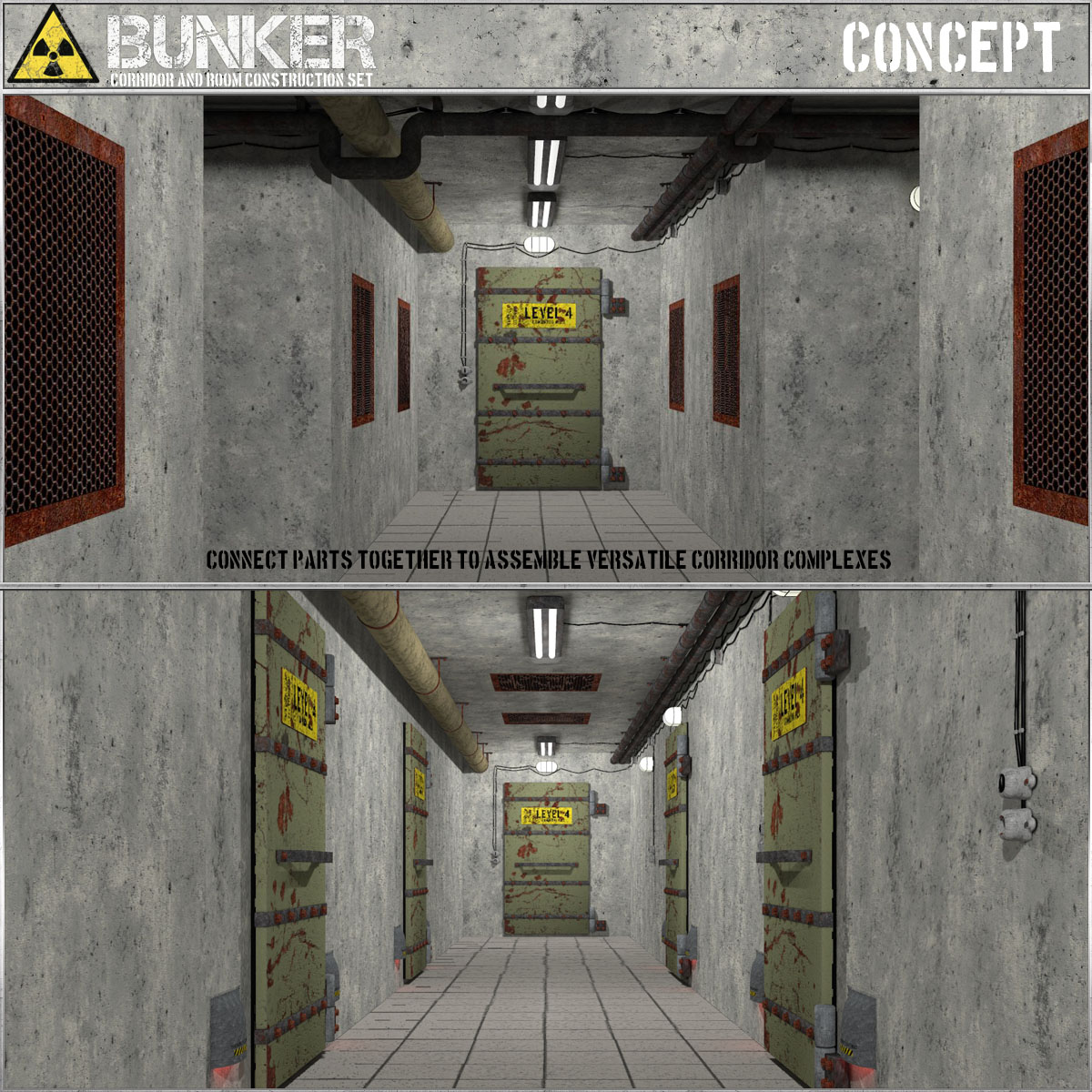Bunker: S2 - Corridor and Room Construction Set by N/A
