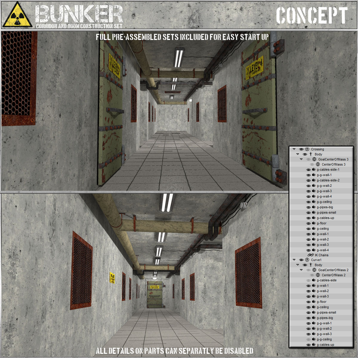 Bunker: S2 - Corridor and Room Construction Set by N/A