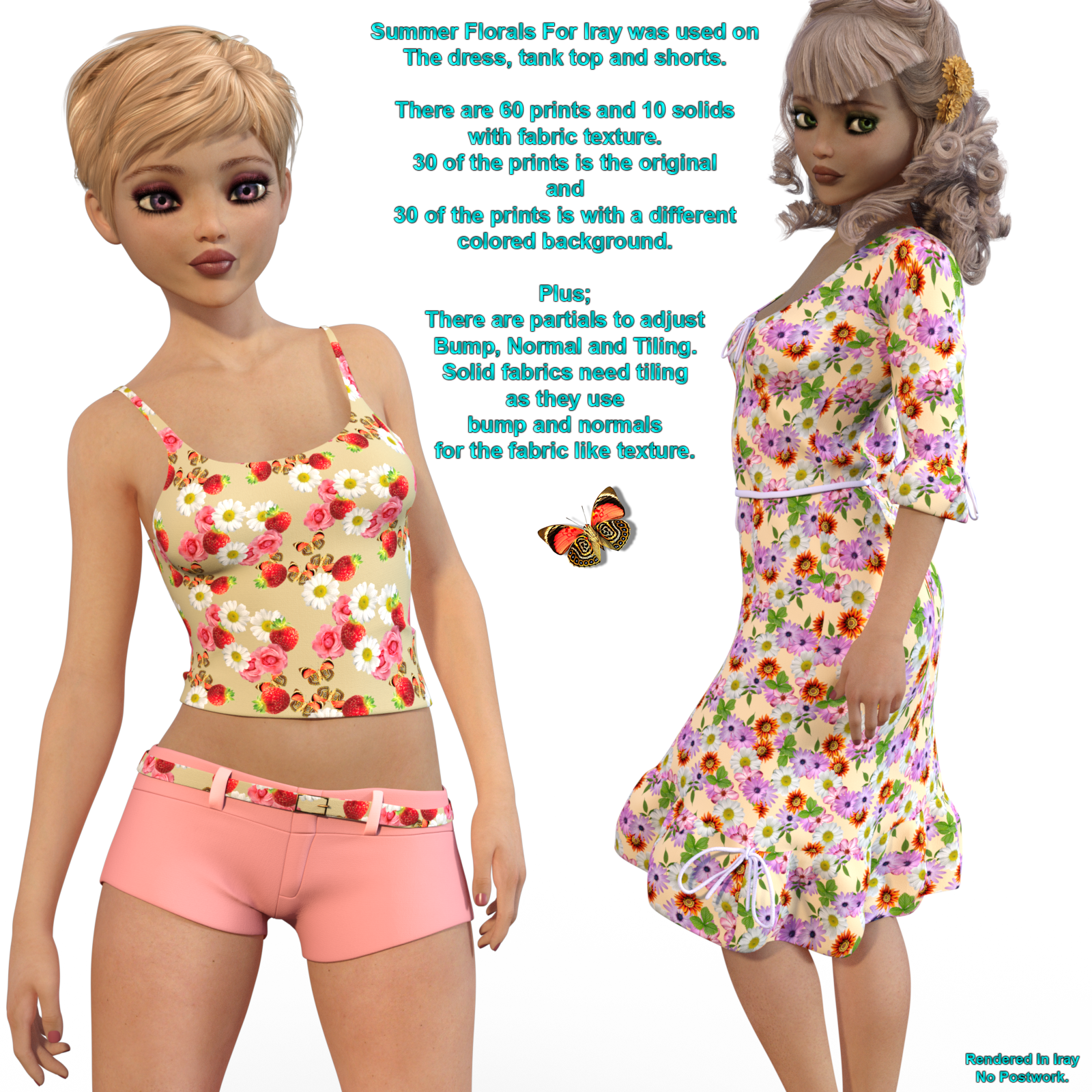 Summer Floral Fabric Shaders For Iray 4.9 - Merchant Resource by N/A