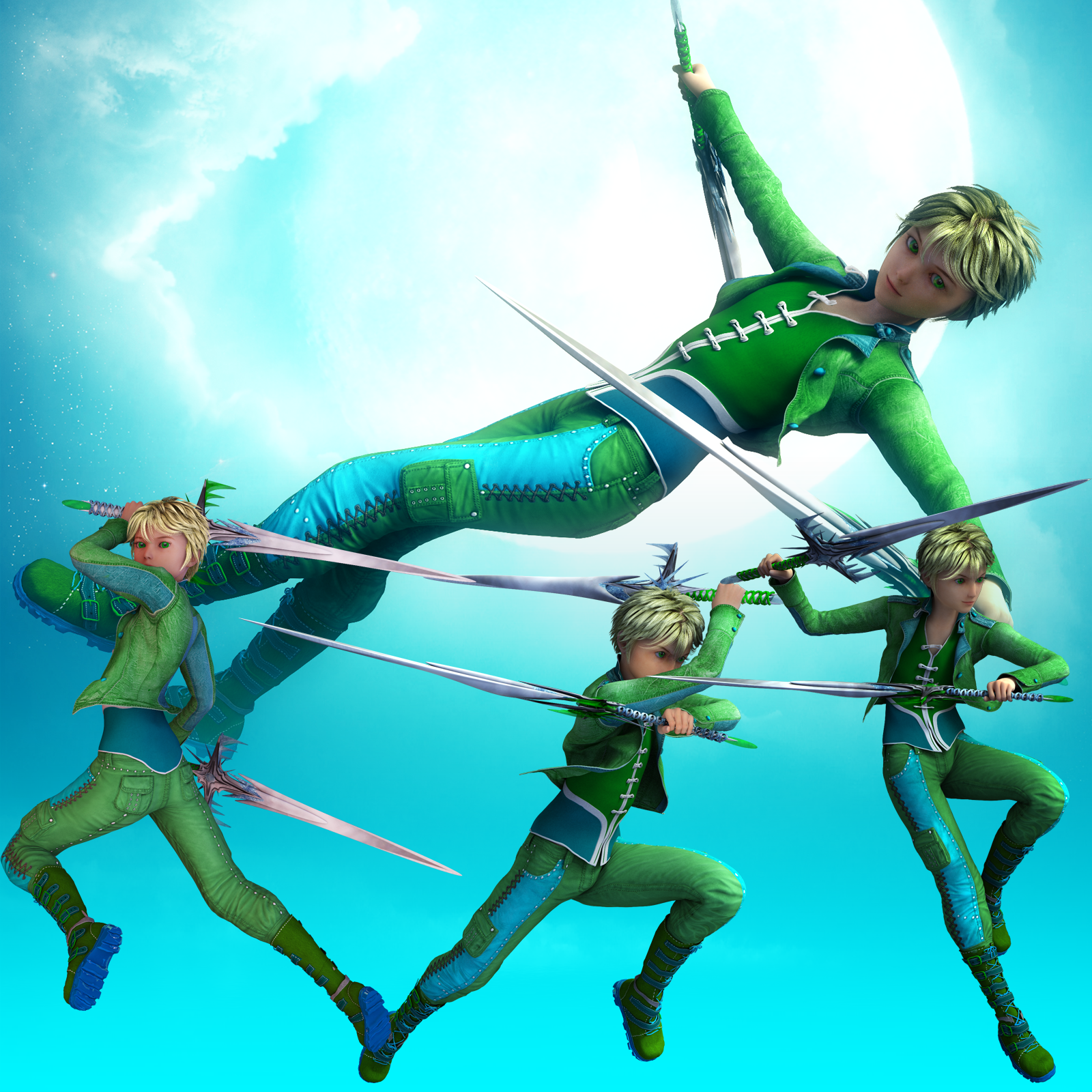 Fantasy Anime Poses I _ Dual swords_ for G2) by N/A