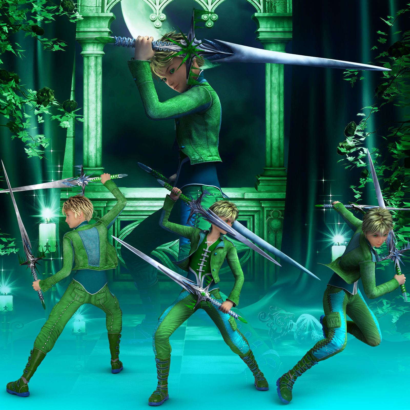 Fantasy Anime Poses I _ Dual swords_ for G2) by N/A