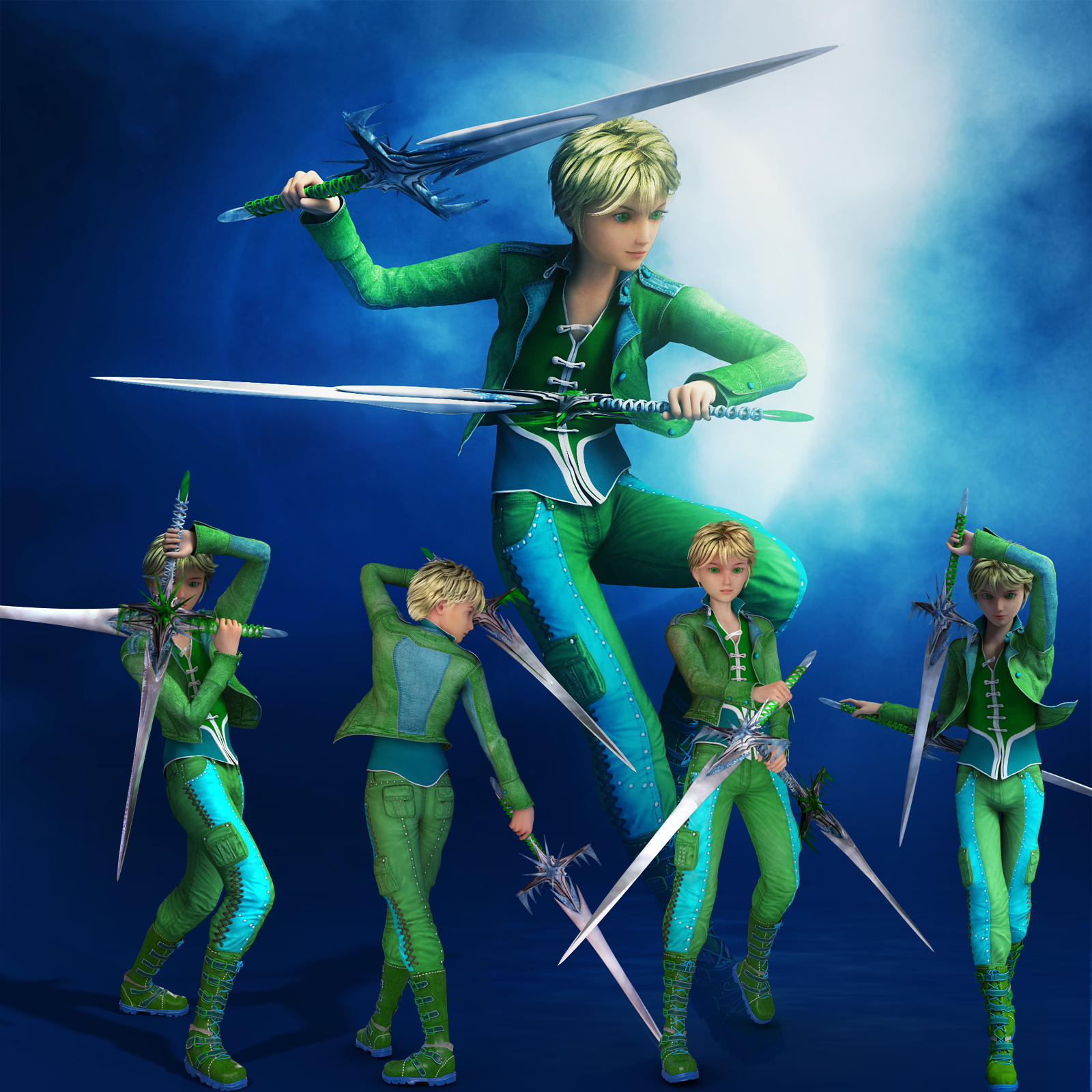 Fantasy Anime Poses I _ Dual swords_ for G2) by N/A