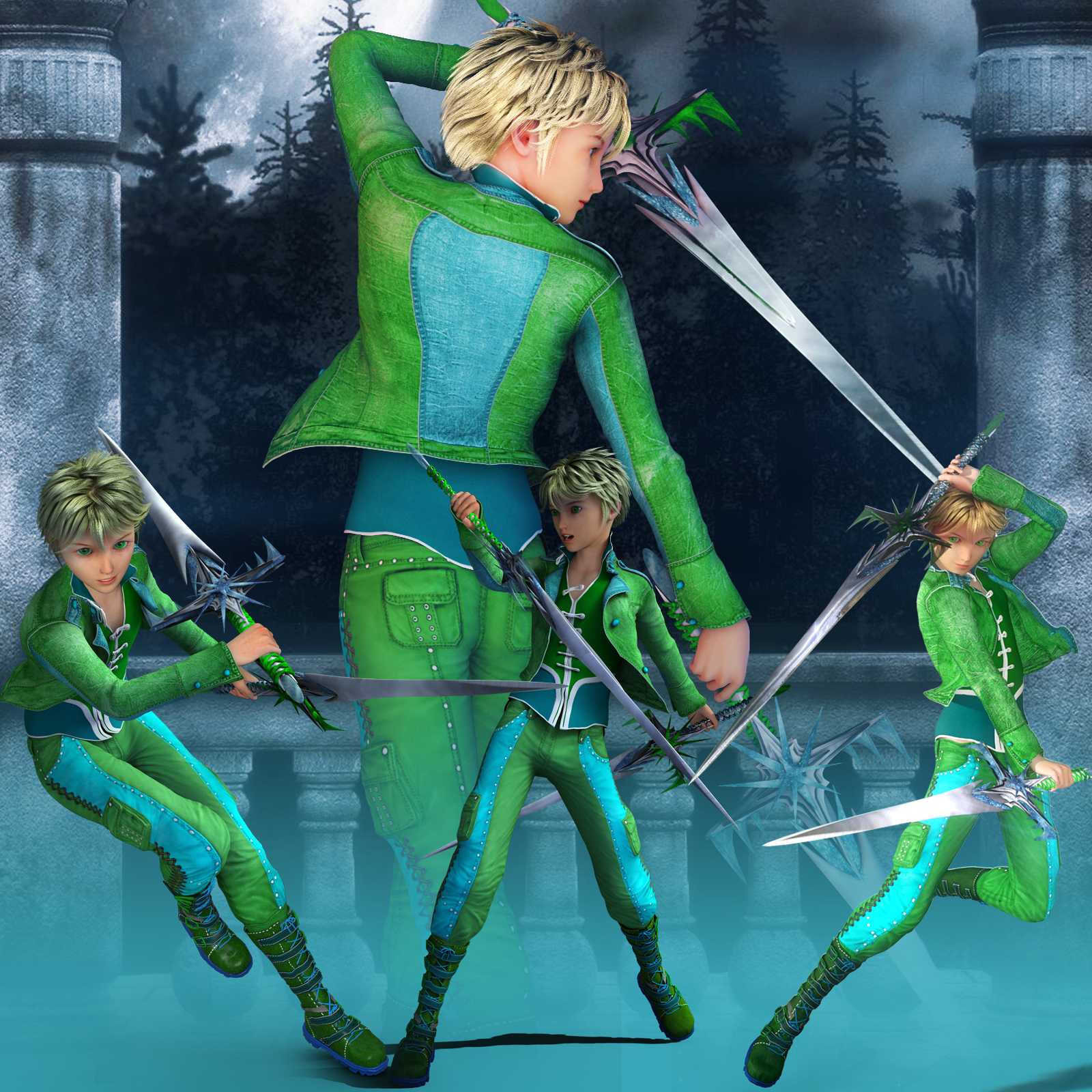 Fantasy Anime Poses I _ Dual swords_ for G2) by N/A