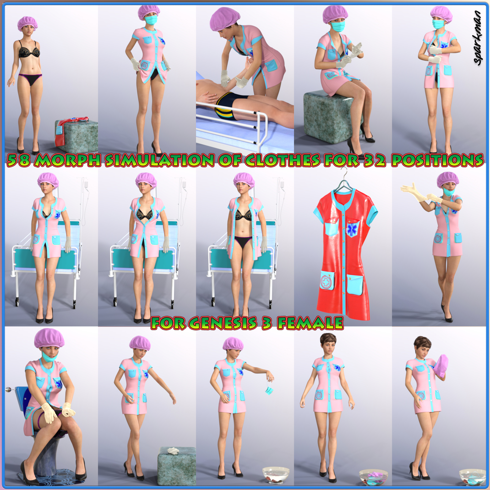 Sexy Nurse Uniform for Genesis 3 Female(s) by N/A