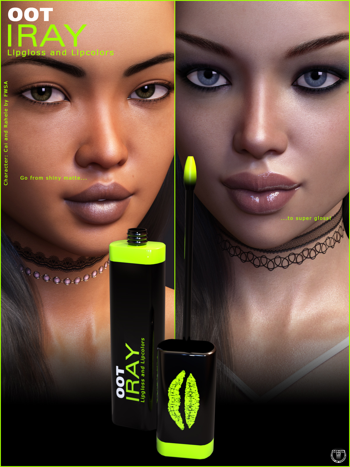 Iray Lipgloss and Lipcolors for Genesis 3 Female(s) by N/A