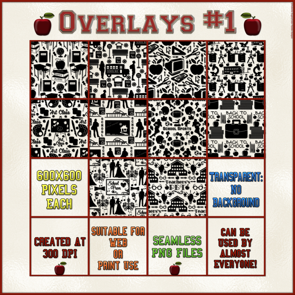 Back To School Seamless Transparent Overlays by N/A
