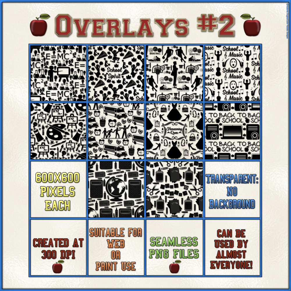 Back To School Seamless Transparent Overlays by N/A