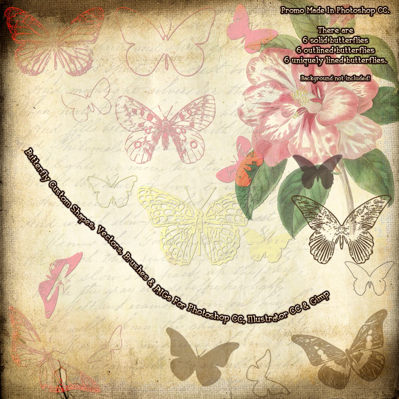 FB Butterflies 1 Set of Brushes, Shapes, Vectors, PNGs - Merchant Resource by N/A