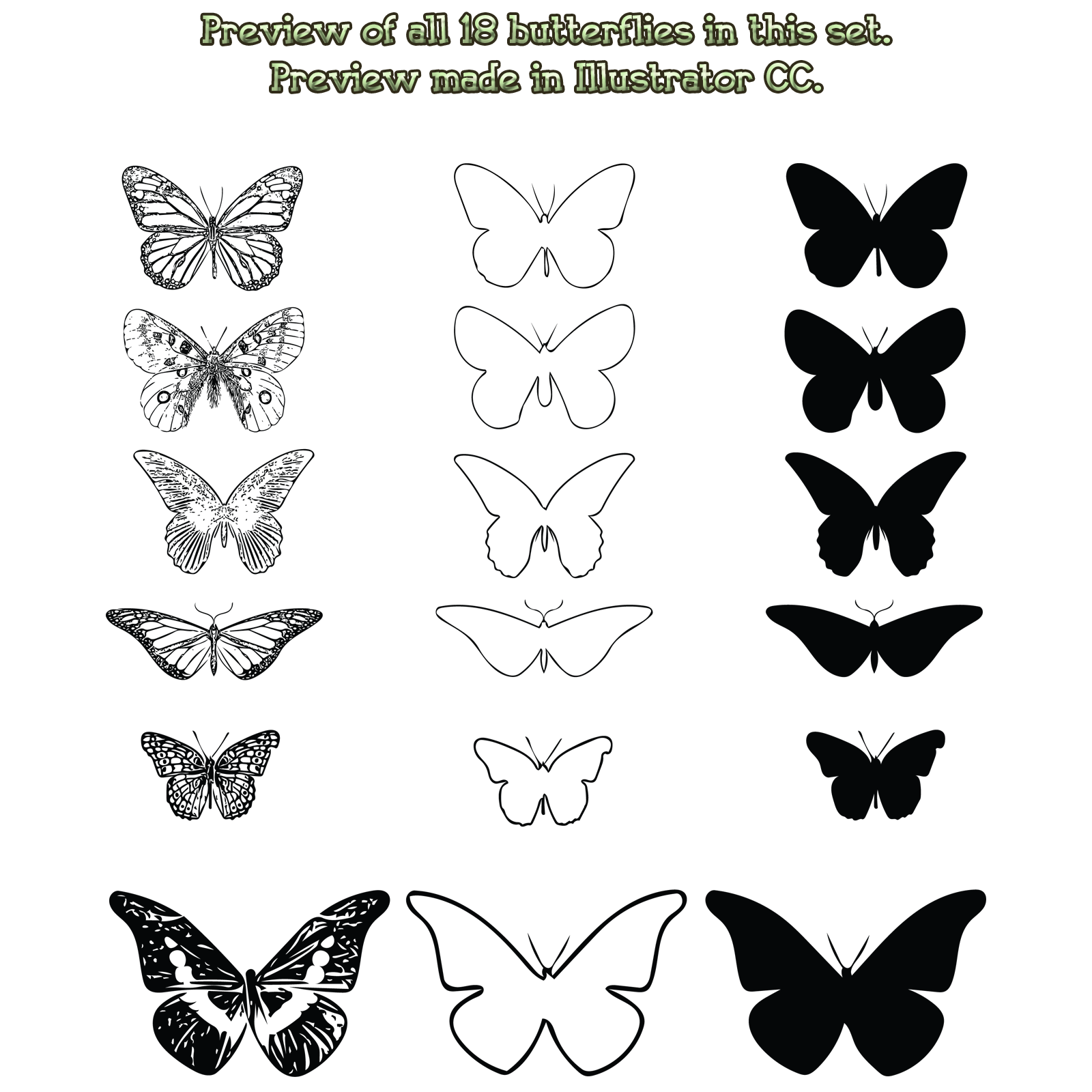 FB Butterflies 1 Set of Brushes, Shapes, Vectors, PNGs - Merchant Resource by N/A