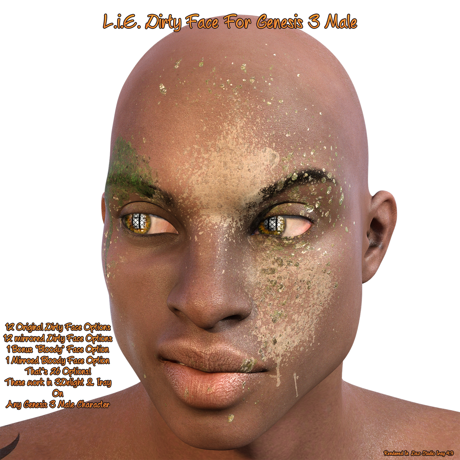 L.I.E Dirty Faces For Genesis 3 Male by N/A