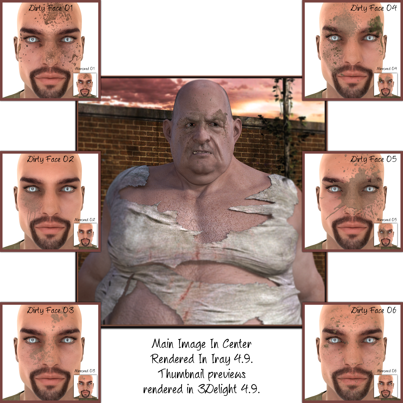 L.I.E Dirty Faces For Genesis 3 Male by N/A