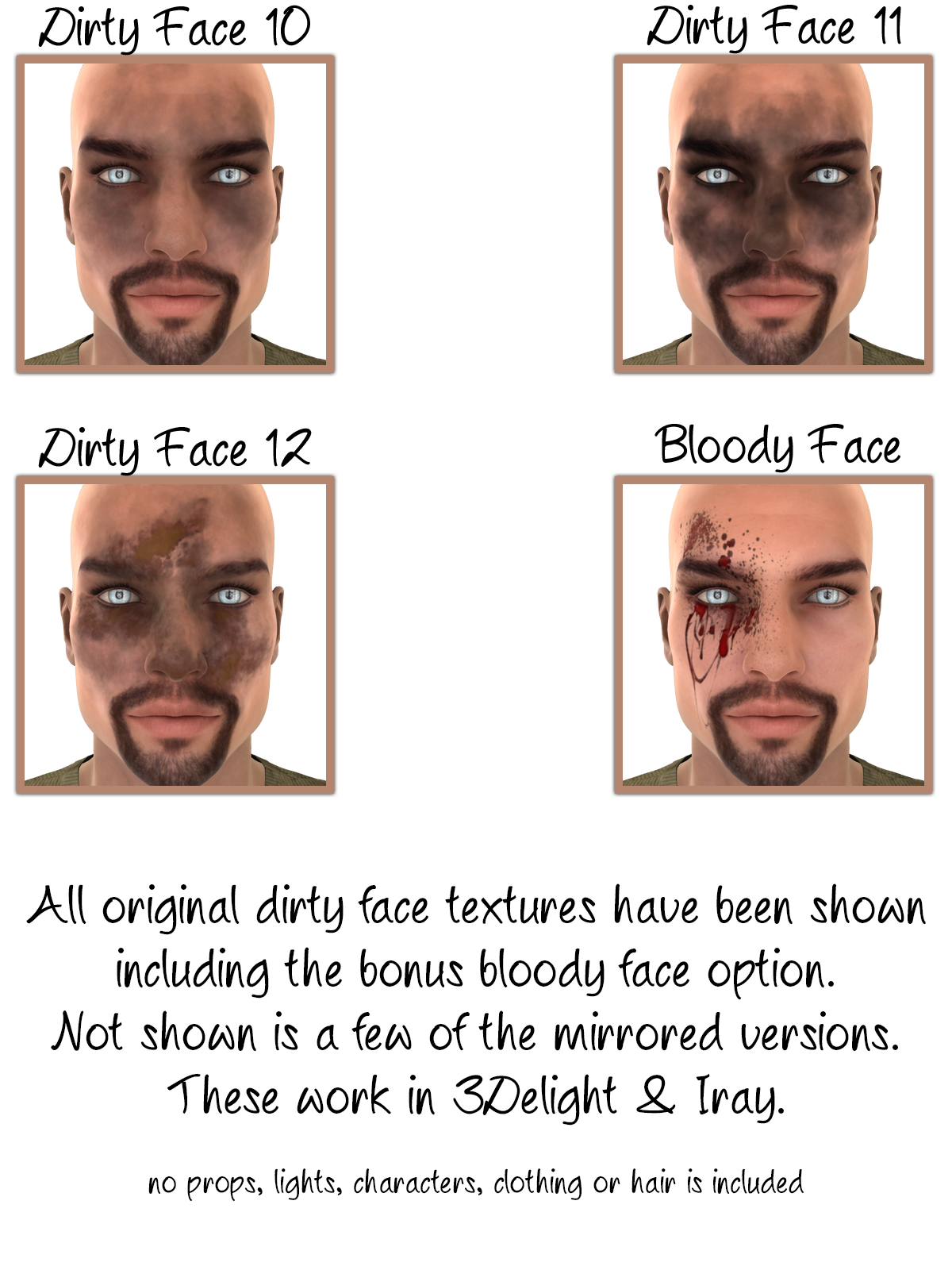 L.I.E Dirty Faces For Genesis 3 Male by N/A