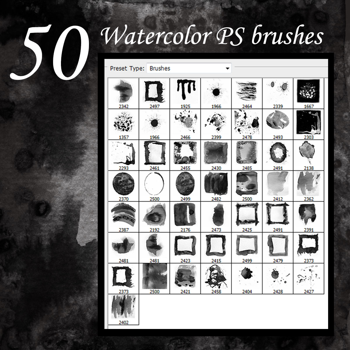 50 Watercolor PS Brushes by N/A