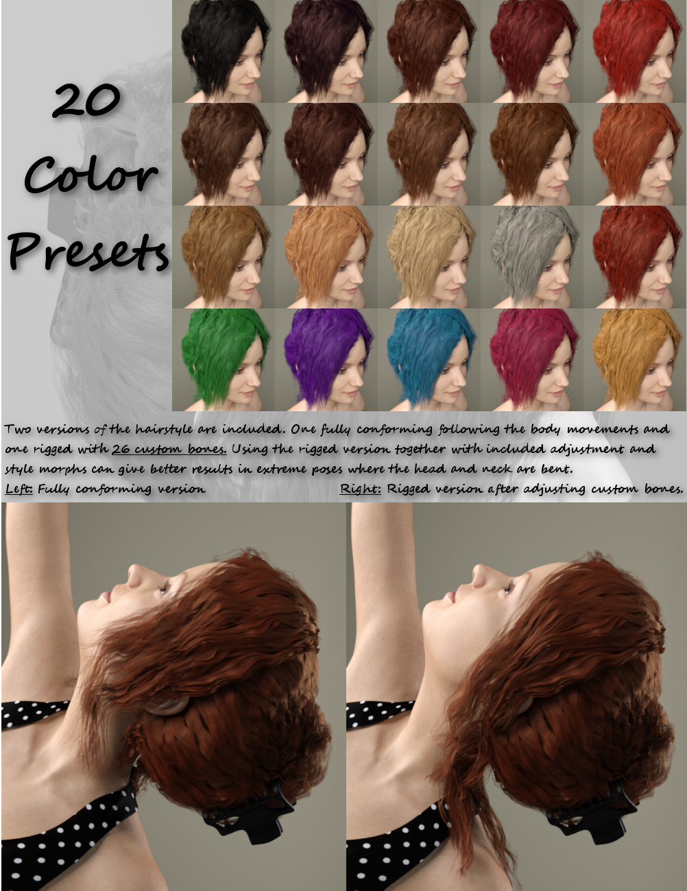 Margot Hair for Genesis 3 Female(s) by N/A