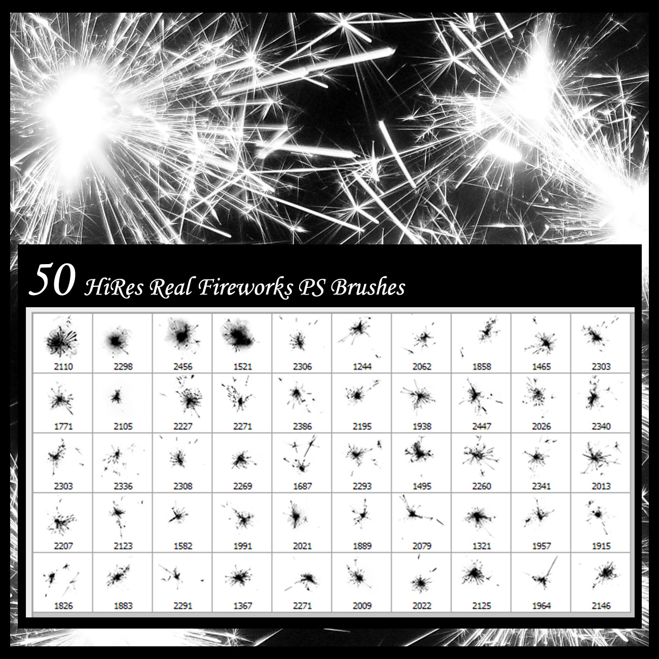 50 Real Fireworks PS Brushes by N/A