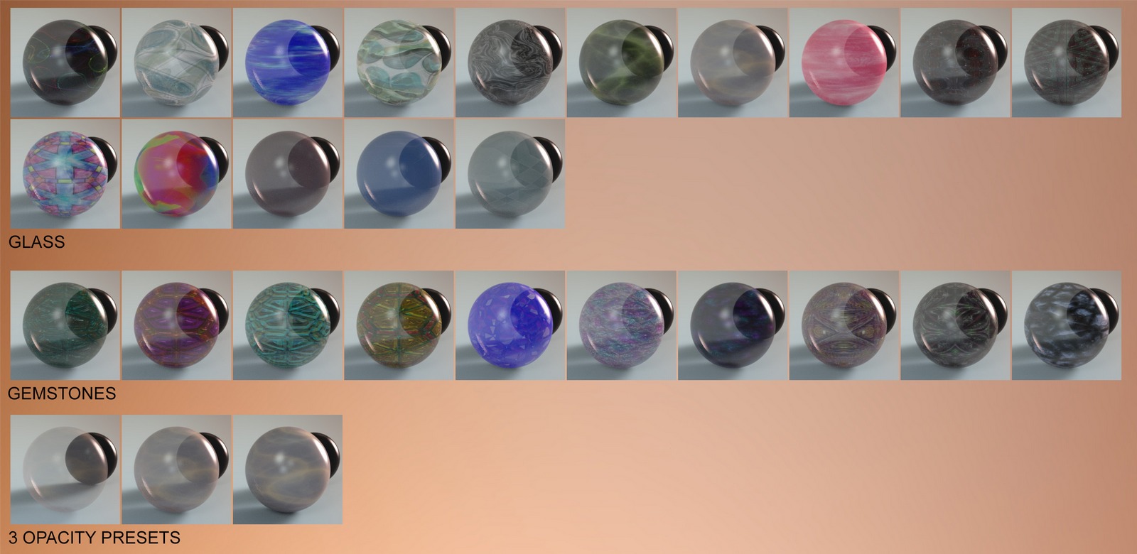 Glass and Gemstone Shaders for Iray and Merchant Resource by N/A