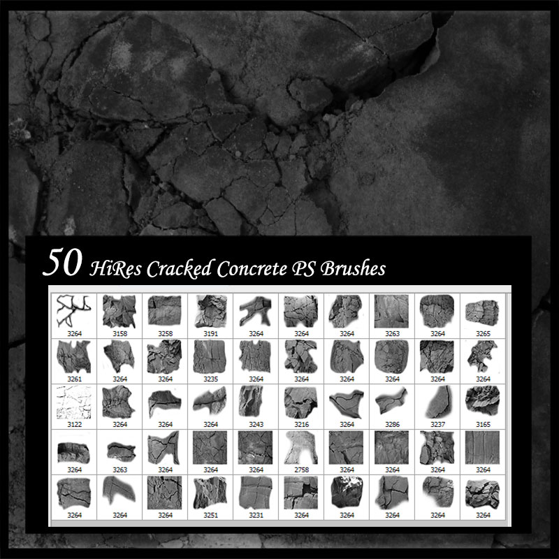 50 Cracked Concrete PS Brushes by N/A