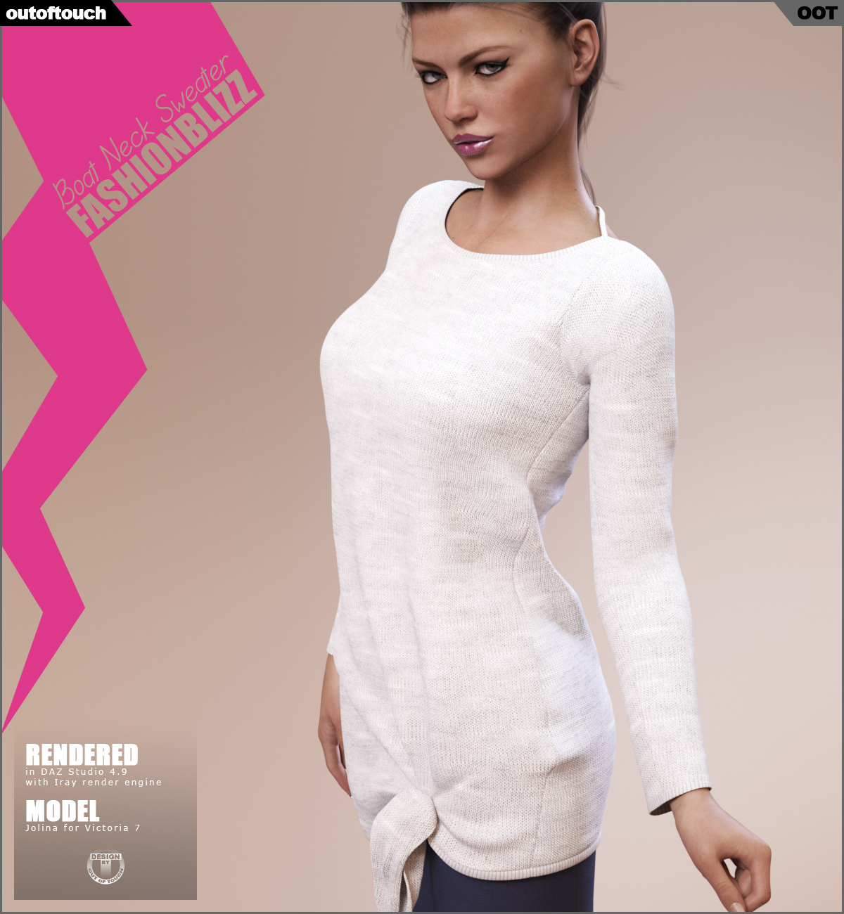 Fashion Blizz: Boat Neck Sweater for Genesis 3 Female(s) by N/A