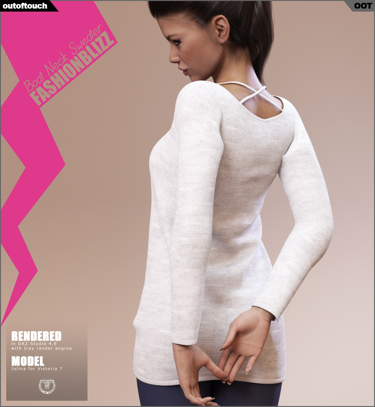 Fashion Blizz: Boat Neck Sweater for Genesis 3 Female(s) by N/A