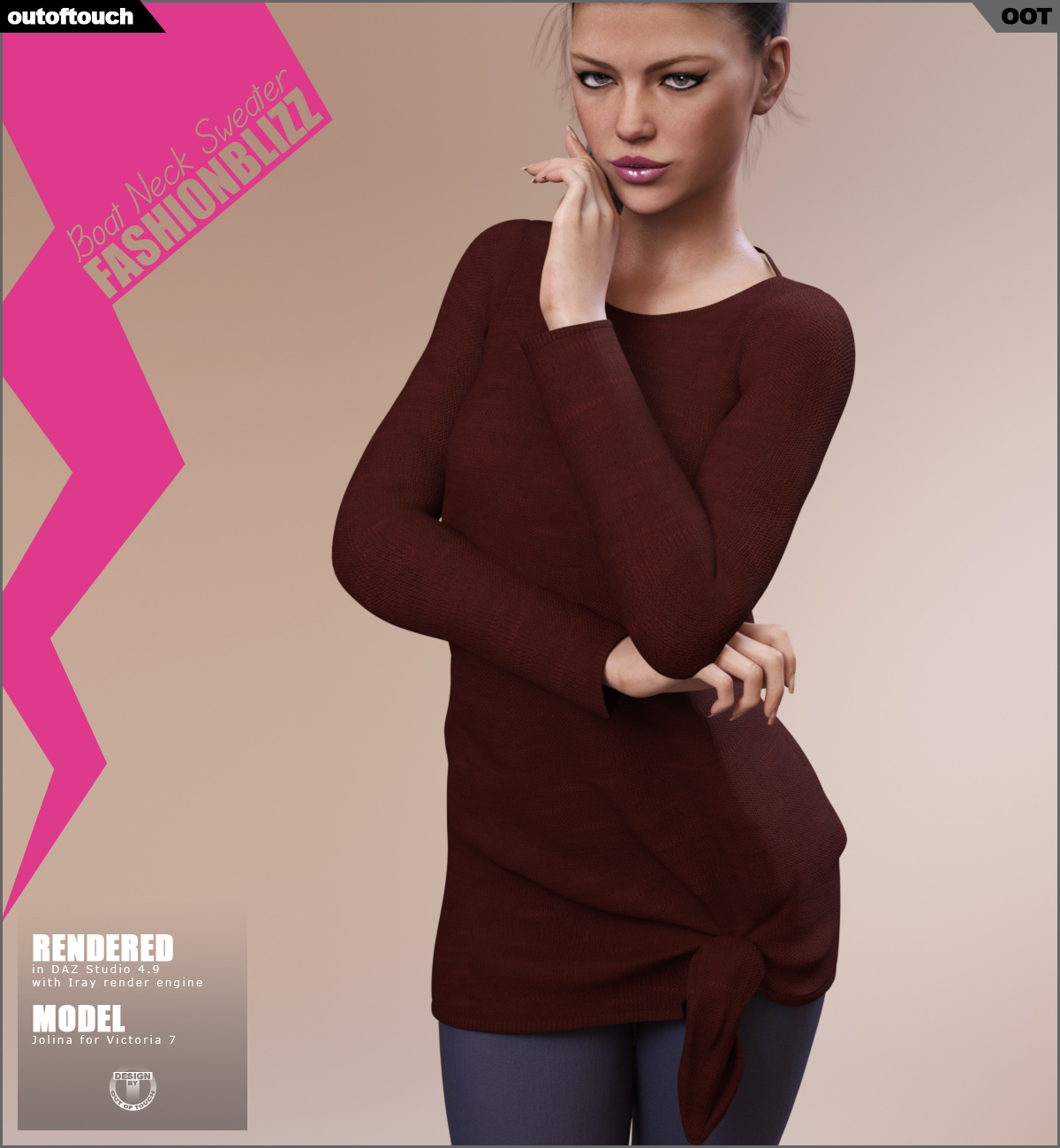 Fashion Blizz: Boat Neck Sweater for Genesis 3 Female(s) by N/A