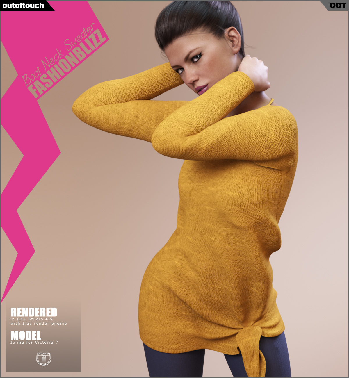 Fashion Blizz: Boat Neck Sweater for Genesis 3 Female(s) by N/A
