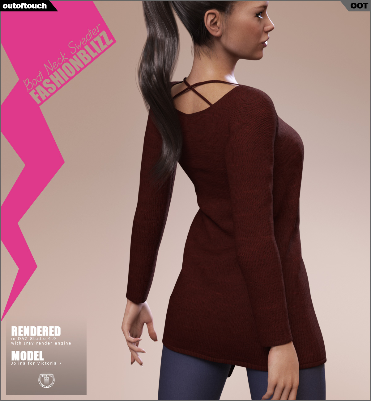Fashion Blizz: Boat Neck Sweater for Genesis 3 Female(s) by N/A