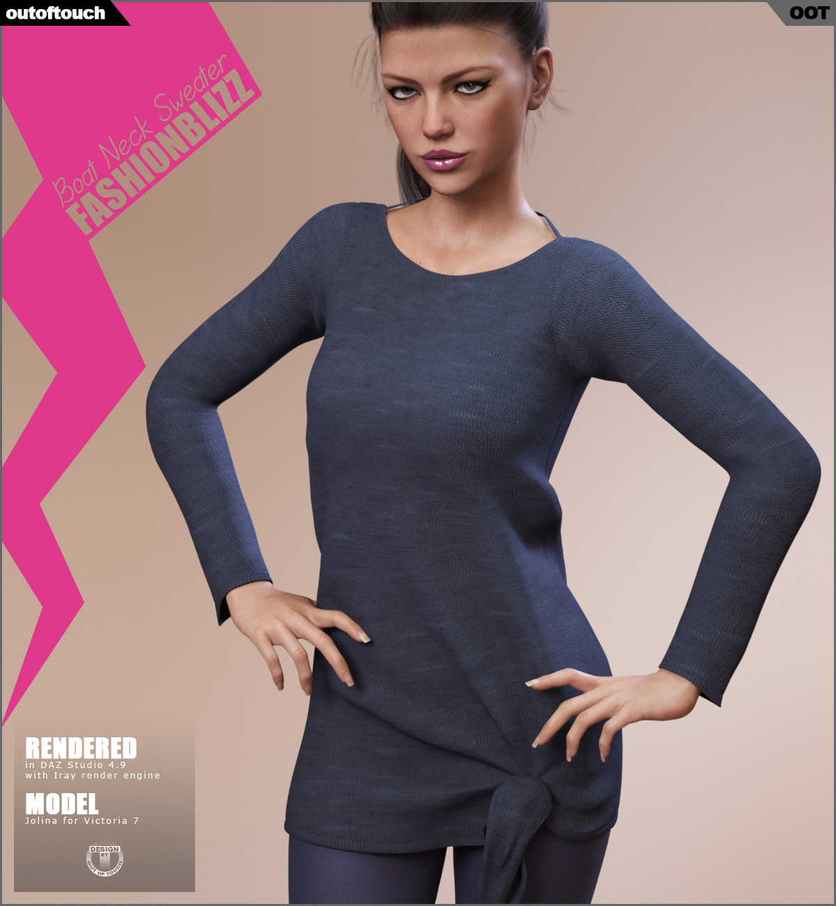 Fashion Blizz: Boat Neck Sweater for Genesis 3 Female(s) by N/A