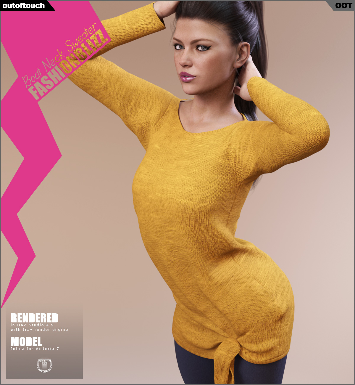Fashion Blizz: Boat Neck Sweater for Genesis 3 Female(s) by N/A