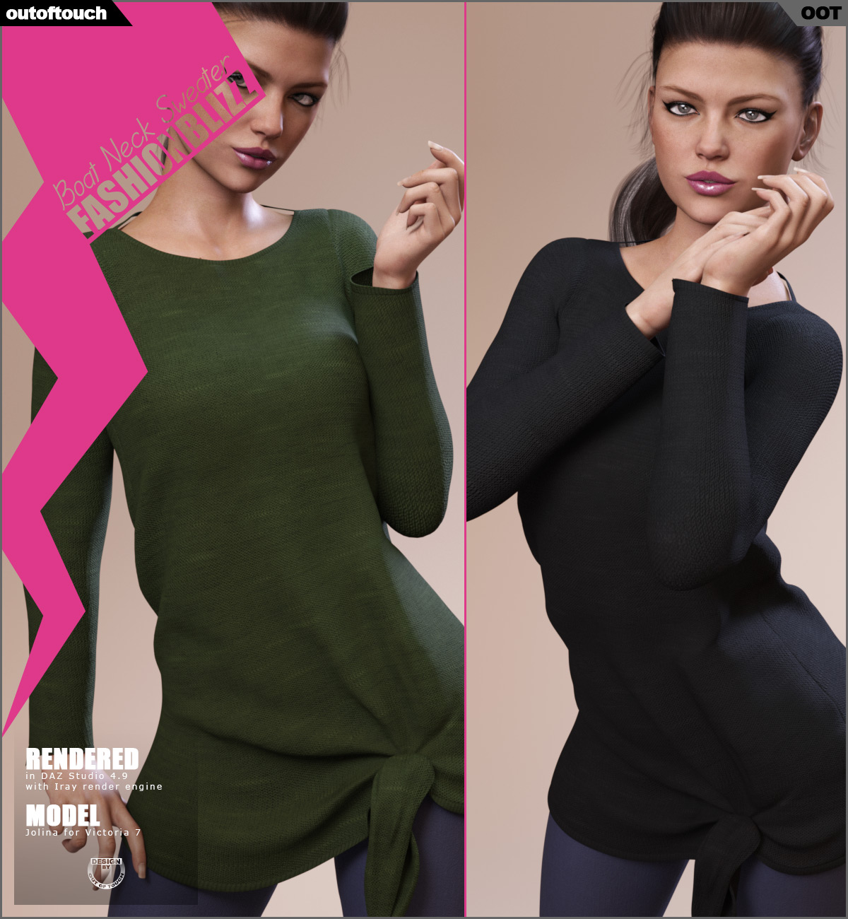 Fashion Blizz: Boat Neck Sweater for Genesis 3 Female(s) by N/A