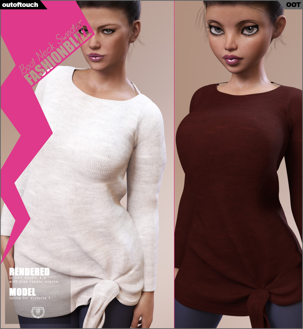 Fashion Blizz: Boat Neck Sweater for Genesis 3 Female(s) by N/A