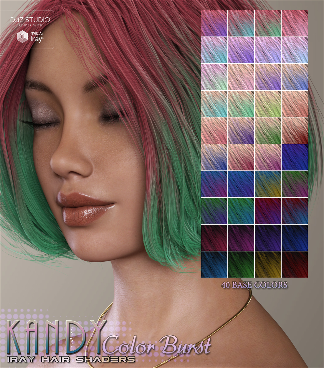 SV's Kandy Iray Color Burst Hair Shaders by N/A