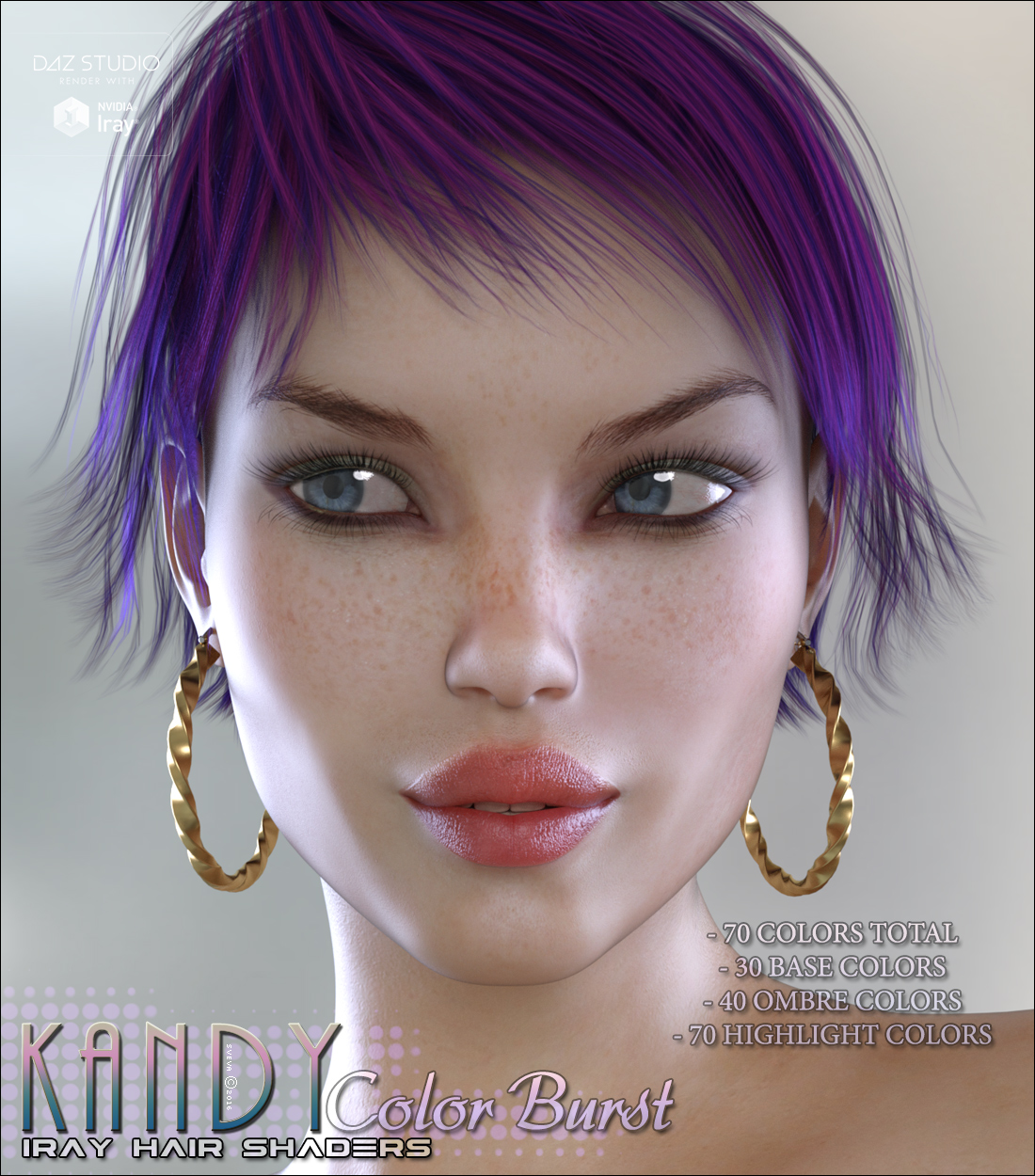 SV's Kandy Iray Color Burst Hair Shaders by N/A