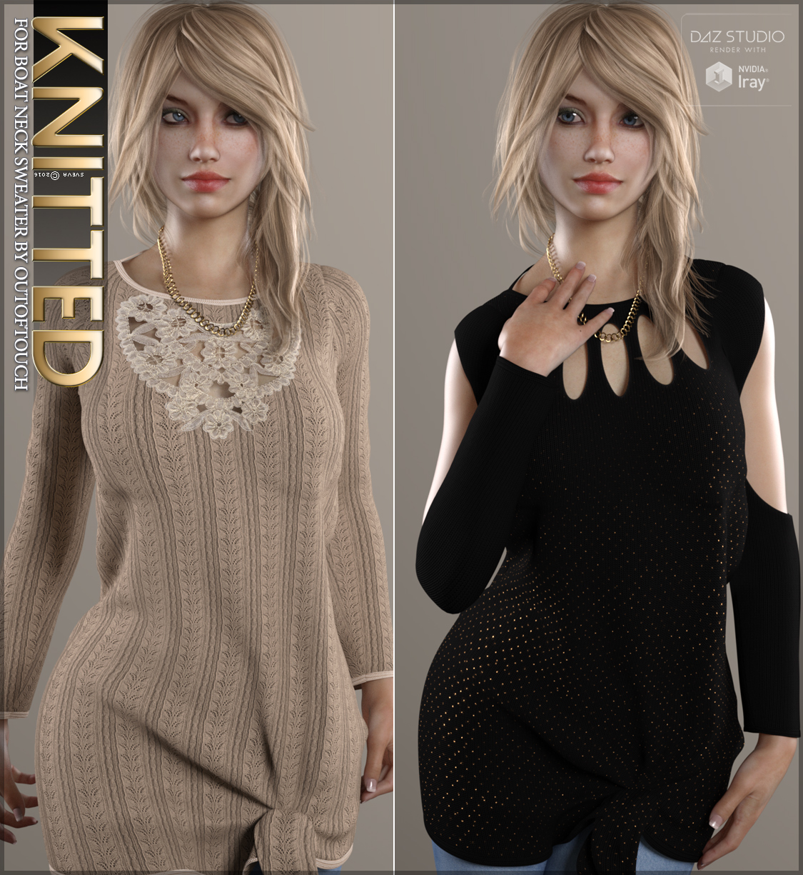 Knitted for Boat Neck Sweater by N/A
