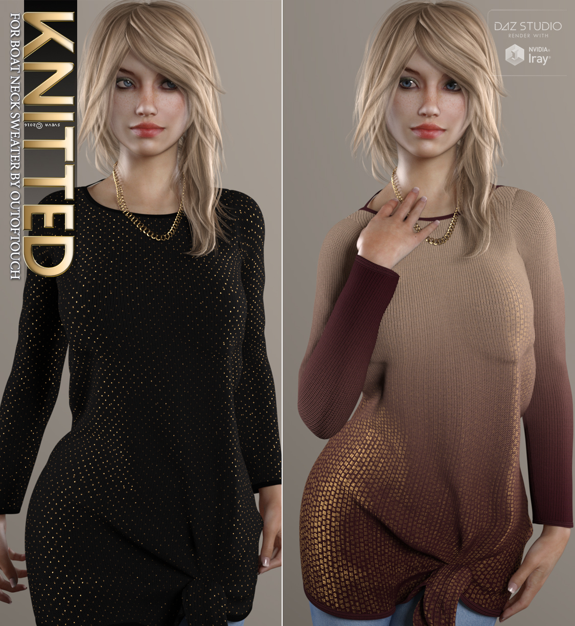 Knitted for Boat Neck Sweater by N/A