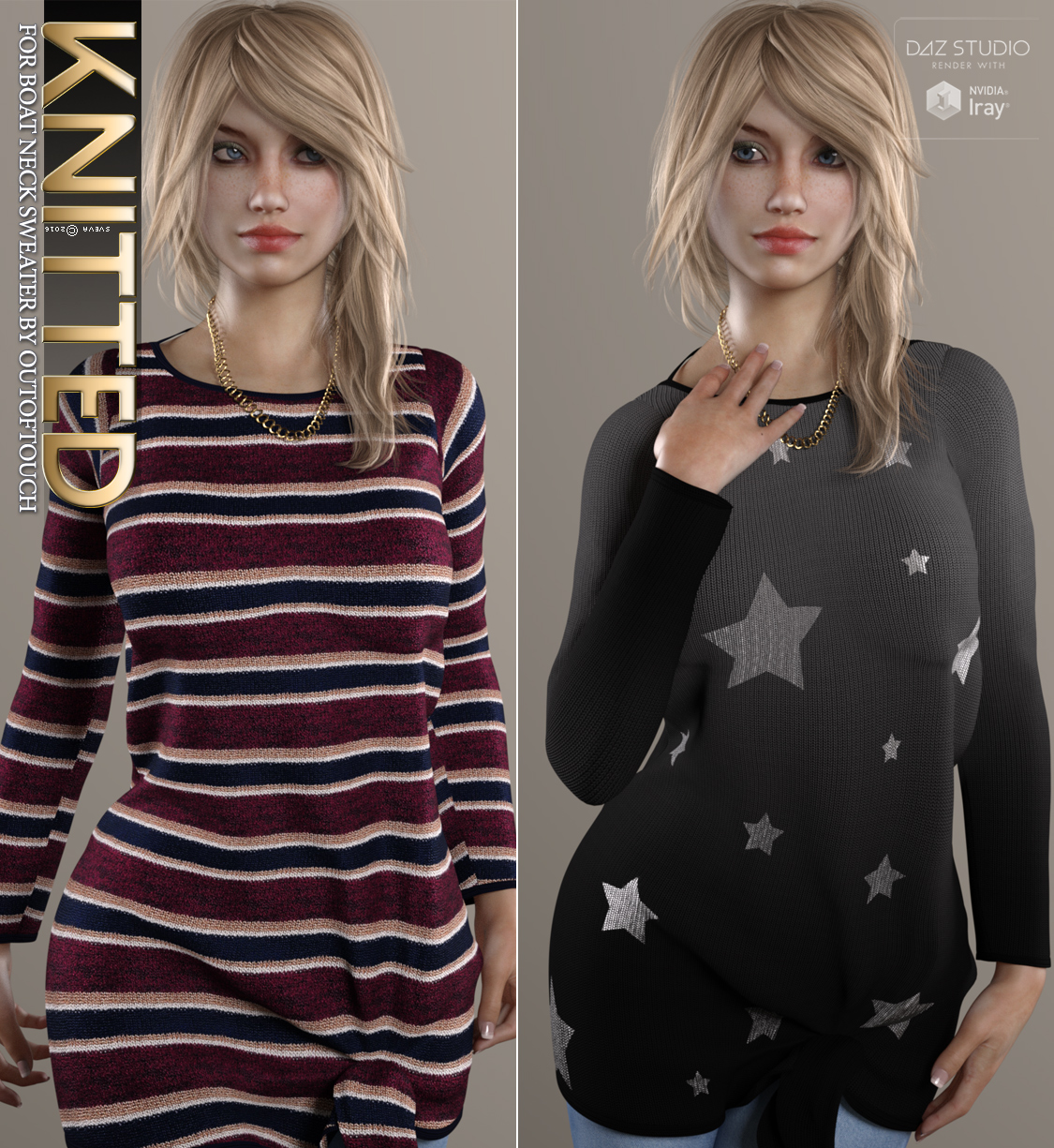 Knitted for Boat Neck Sweater by N/A