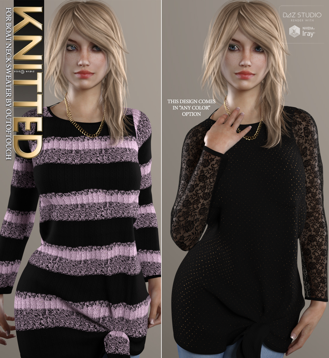 Knitted for Boat Neck Sweater by N/A