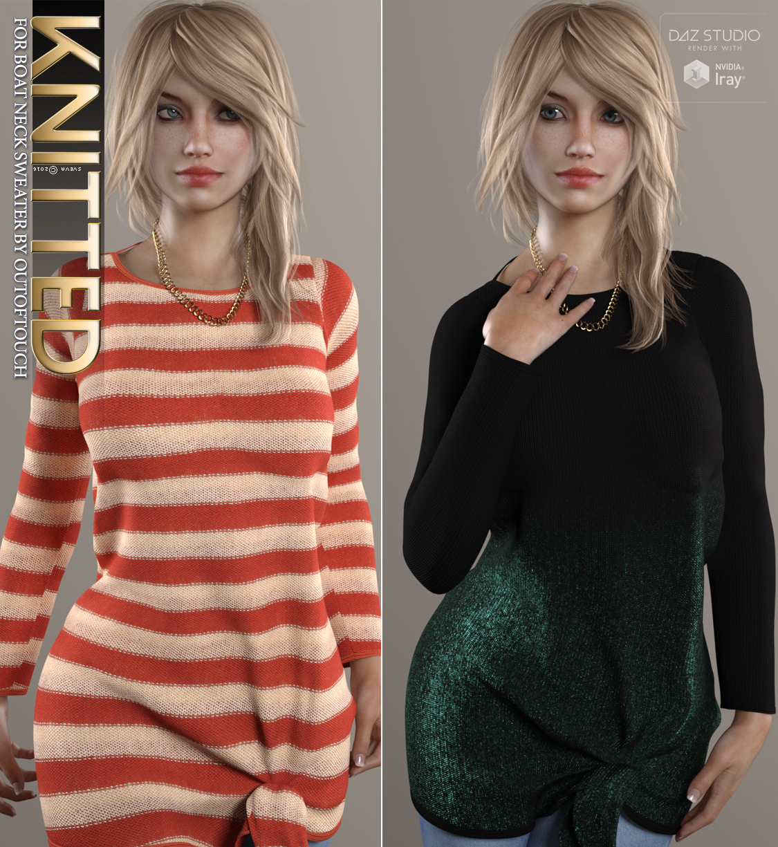 Knitted for Boat Neck Sweater by N/A