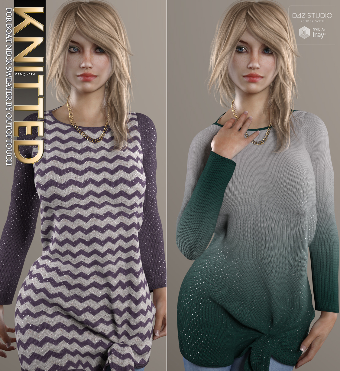 Knitted for Boat Neck Sweater by N/A