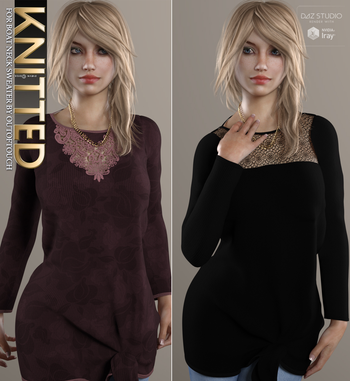 Knitted for Boat Neck Sweater by N/A